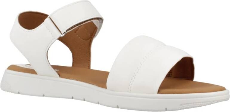 Geox Stijlvolle platte sandalen voor vrouwen White Dames