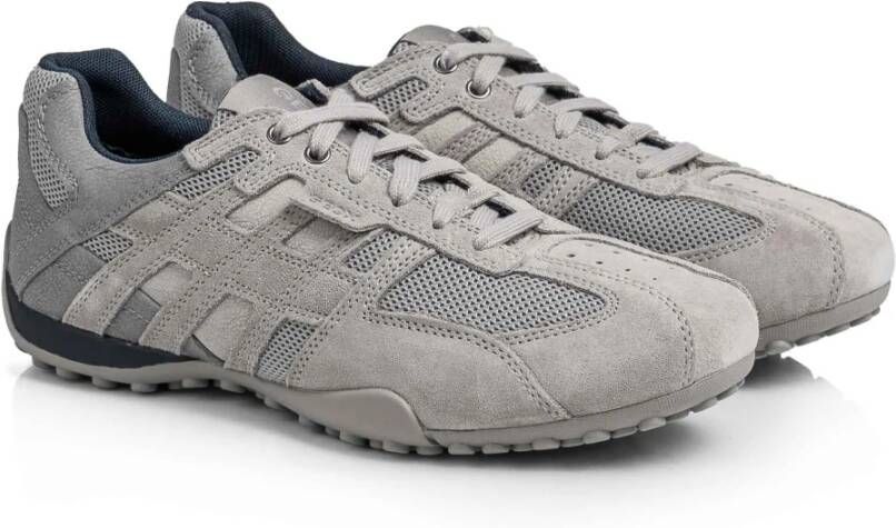 Geox Heren Snake Sneakers Grijs Leer Gray Heren