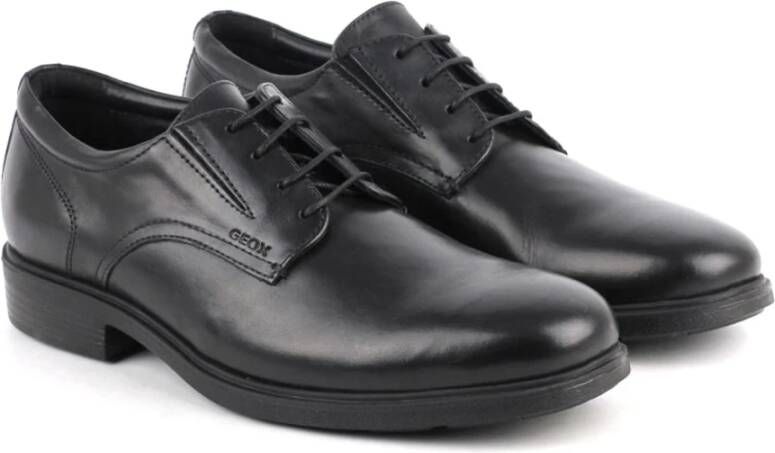 Geox Klassieke Formele Ademende Leren Derby Schoenen Black Heren