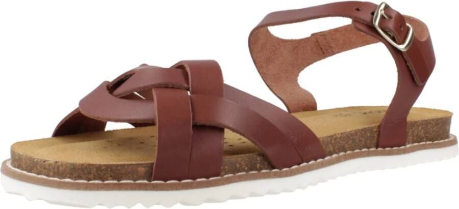 Geox Leuca Platte Sandalen Brown Dames