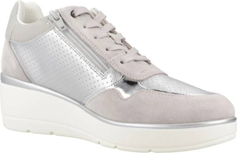 Geox Modieuze Sneakers voor Trendy Stijl Gray Dames