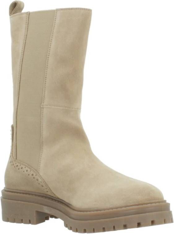 Geox Stijlvolle Chelsea Boots in Iridea-afwerking Beige Dames