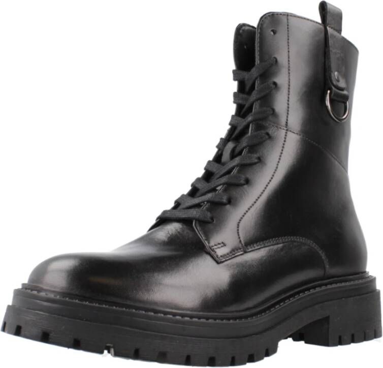 Geox Stijlvolle Lace-up Laarzen in Iridea Black Dames