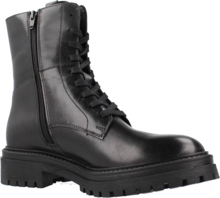 Geox Stijlvolle Lace-up Laarzen in Iridea Black Dames