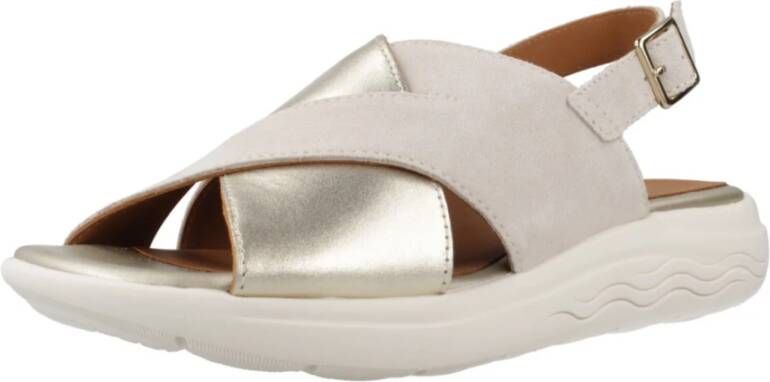 Geox Stijlvolle platte sandalen voor vrouwen Beige Dames