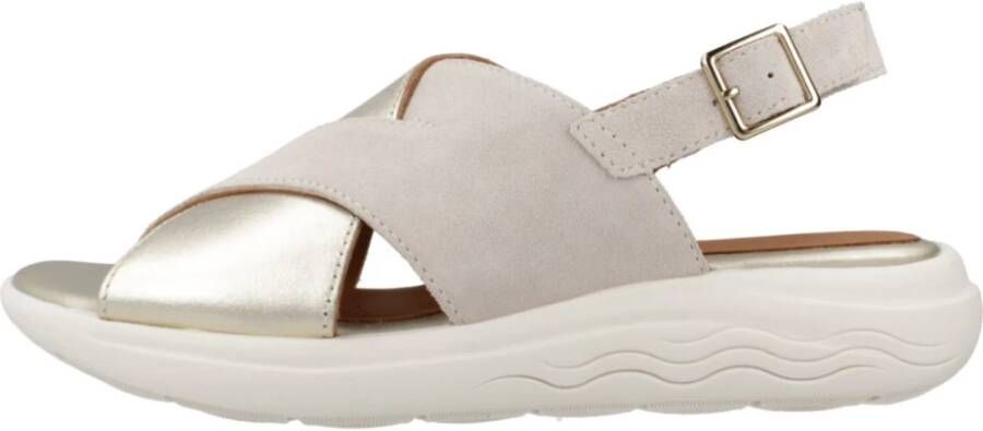 Geox Stijlvolle platte sandalen voor vrouwen Beige Dames