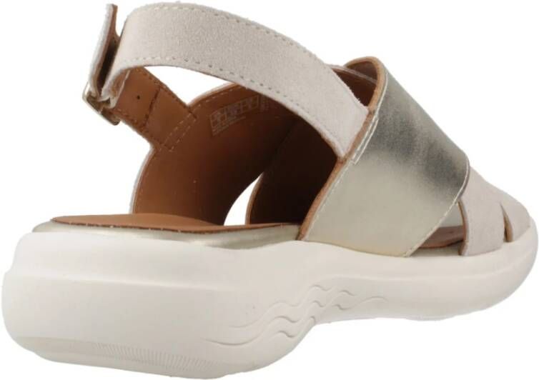 Geox Stijlvolle platte sandalen voor vrouwen Beige Dames