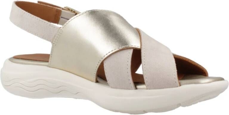 Geox Stijlvolle platte sandalen voor vrouwen Beige Dames