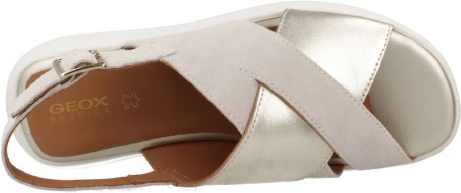 Geox Stijlvolle platte sandalen voor vrouwen Beige Dames