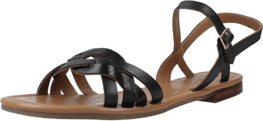 Geox Stijlvolle platte sandalen voor vrouwen Black Dames