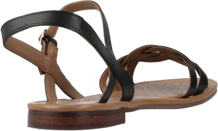 Geox Stijlvolle platte sandalen voor vrouwen Black Dames