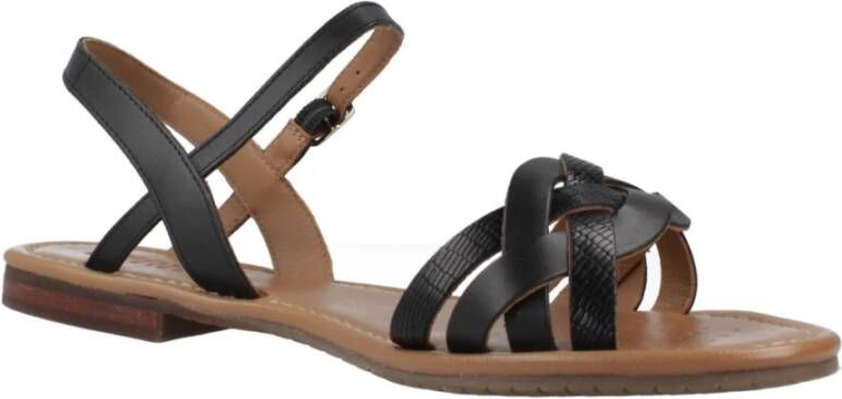 Geox Stijlvolle platte sandalen voor vrouwen Black Dames