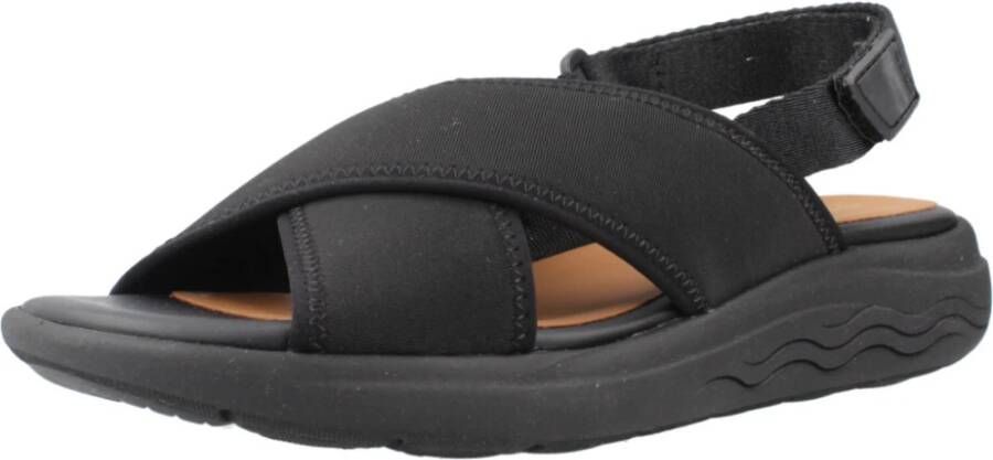 Geox Stijlvolle platte sandalen voor vrouwen Black Dames