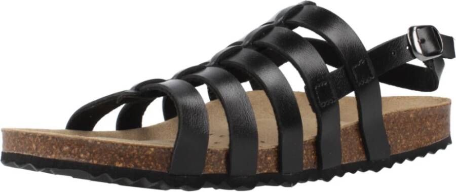 Geox Stijlvolle platte sandalen voor vrouwen Black Dames