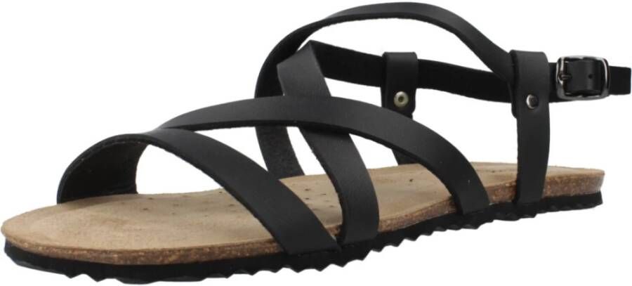 Geox Stijlvolle platte sandalen voor vrouwen Black Dames