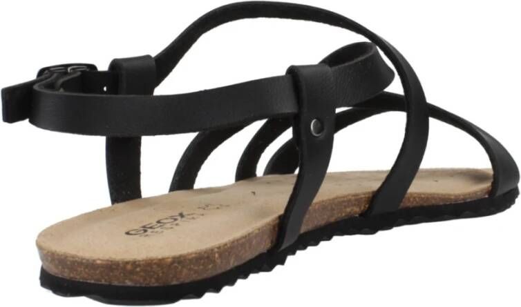 Geox Stijlvolle platte sandalen voor vrouwen Black Dames