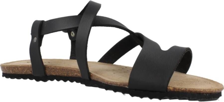 Geox Stijlvolle platte sandalen voor vrouwen Black Dames