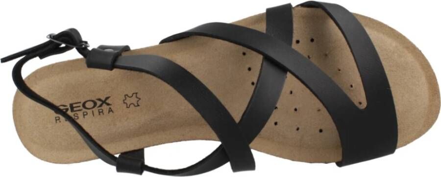 Geox Stijlvolle platte sandalen voor vrouwen Black Dames