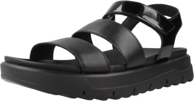 Geox Stijlvolle platte sandalen voor vrouwen Black Dames