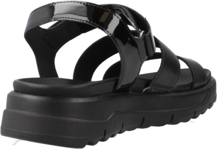 Geox Stijlvolle platte sandalen voor vrouwen Black Dames