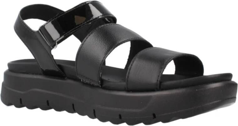 Geox Stijlvolle platte sandalen voor vrouwen Black Dames