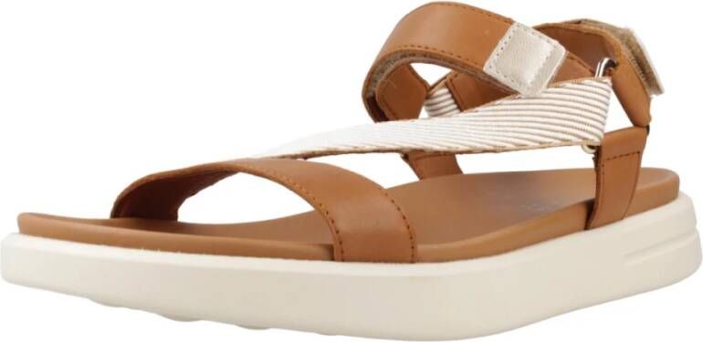 Geox Stijlvolle platte sandalen voor vrouwen Brown Dames