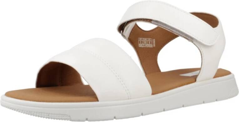 Geox Stijlvolle platte sandalen voor vrouwen White Dames