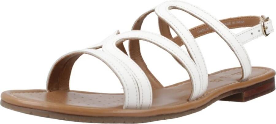 Geox Stijlvolle platte sandalen voor vrouwen White Dames