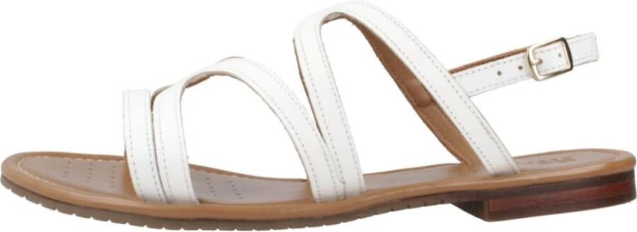 Geox Stijlvolle platte sandalen voor vrouwen White Dames