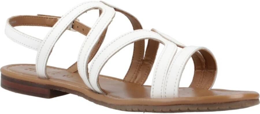 Geox Stijlvolle platte sandalen voor vrouwen White Dames