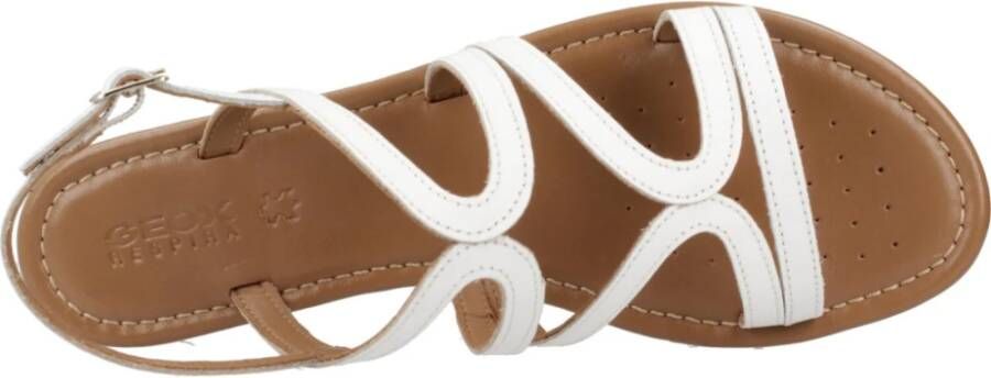 Geox Stijlvolle platte sandalen voor vrouwen White Dames