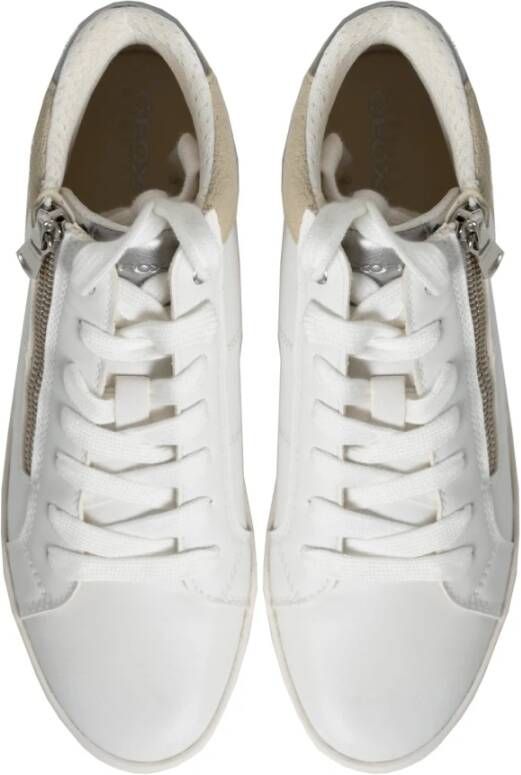 Geox Stijlvolle Veterschoenen met Hoge Top White Dames