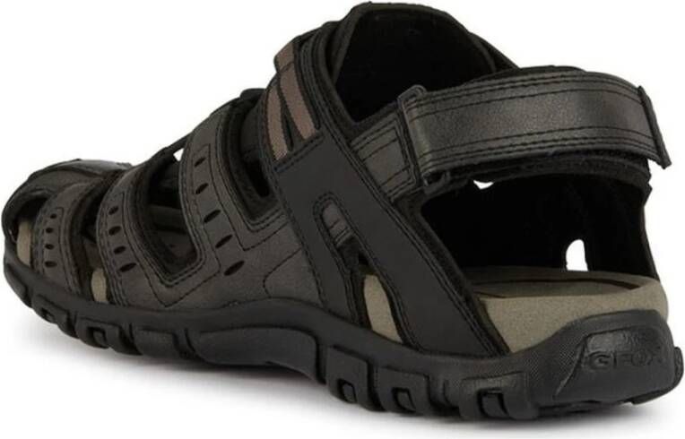 Geox Strada Platte Sandalen Zwart Black Heren