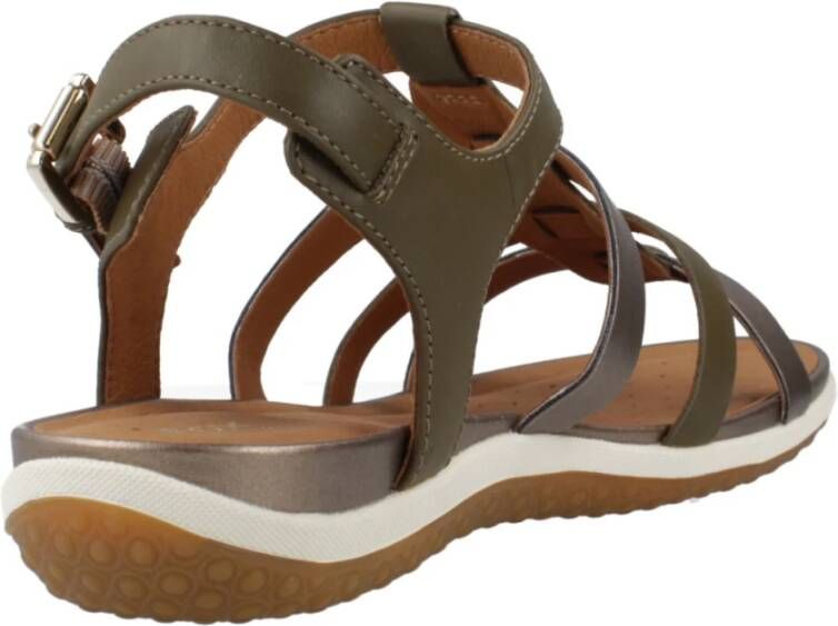 Geox Vega Platte Sandalen Green Dames