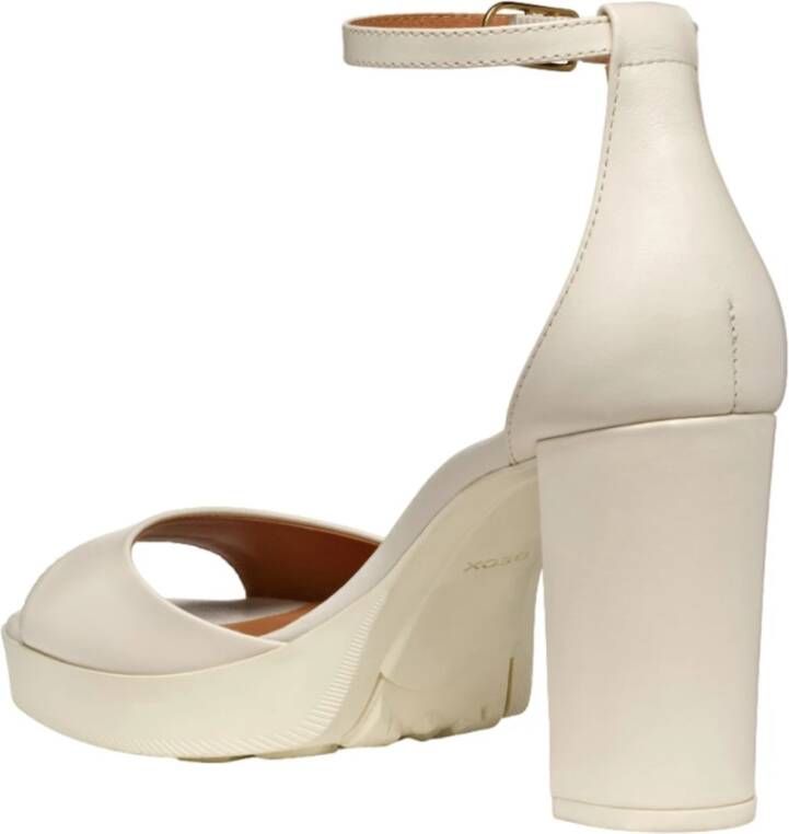 Geox Witte leren jurksandalen White Dames