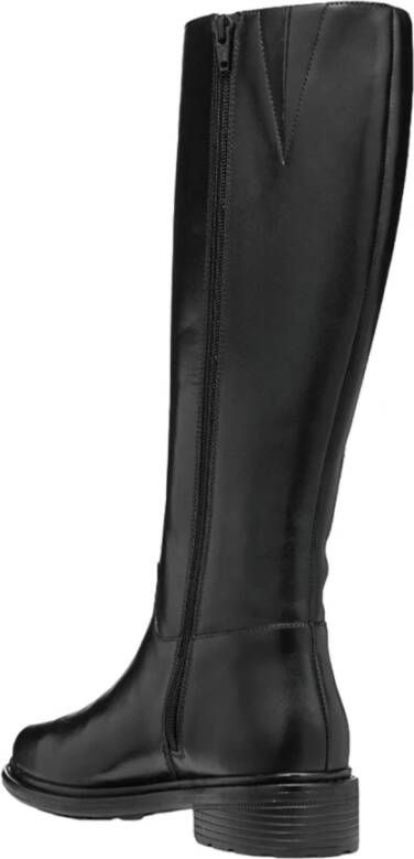 Geox Zwarte Casual Leren Dameslaarzen Black Dames