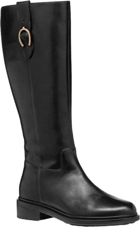 Geox Zwarte Casual Leren Dameslaarzen Black Dames