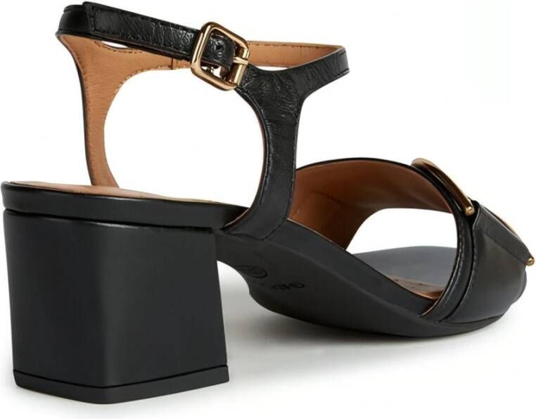 Geox Zwarte platte sandalen voor vrouwen Black Dames
