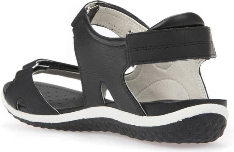 Geox Zwarte platte sandalen voor vrouwen Black Dames