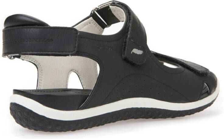 Geox Zwarte platte sandalen voor vrouwen Black Dames