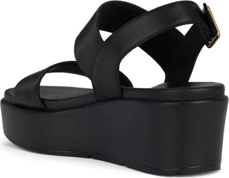 Geox Zwarte platte sandalen voor vrouwen Black Dames