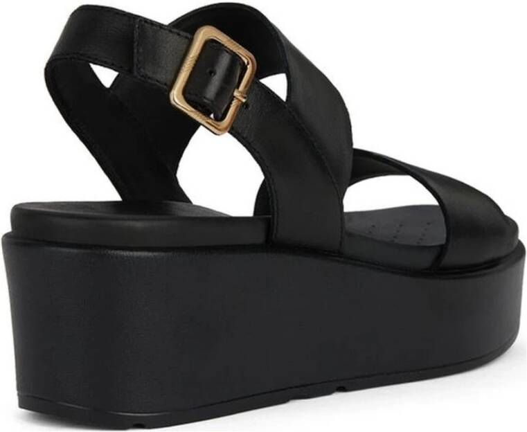 Geox Zwarte platte sandalen voor vrouwen Black Dames