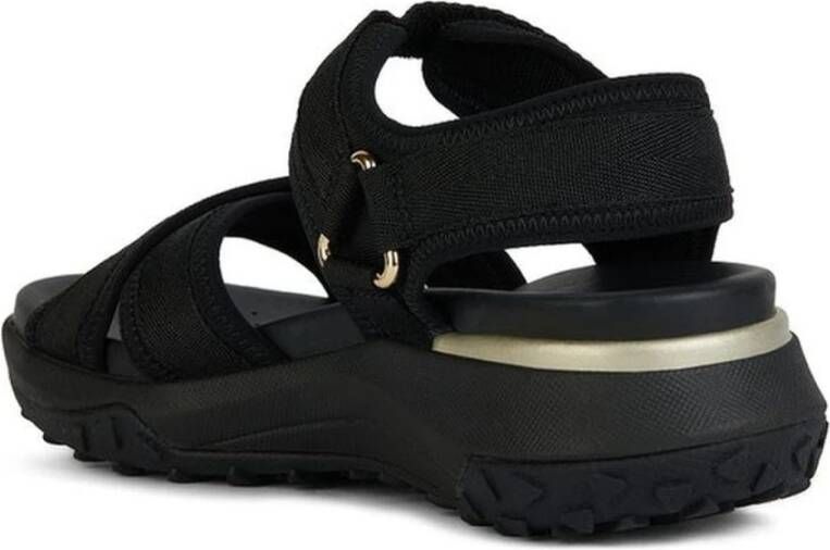 Geox Zwarte platte sandalen voor vrouwen Black Dames