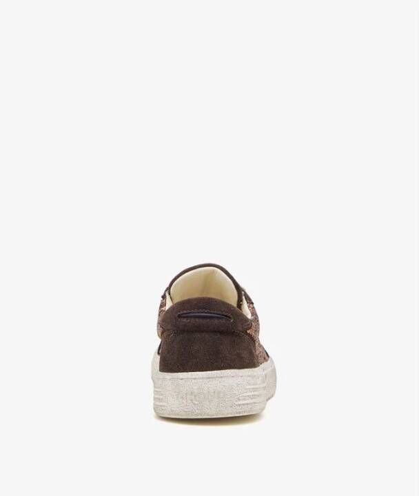 Ghoud Lage Glitter Sneakers met Bruin Suède Brown Dames