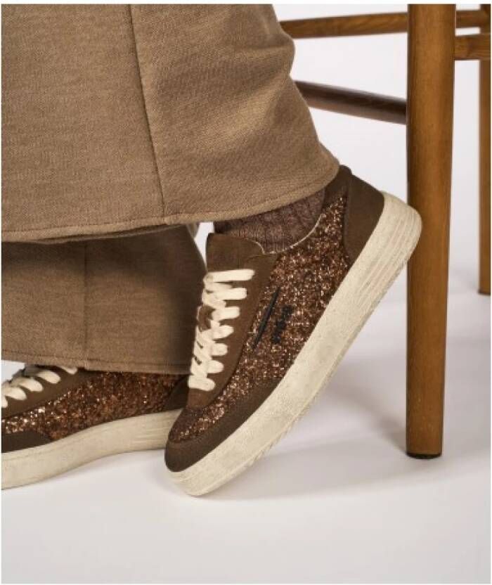 Ghoud Lido Luxe Sneakers met Pailletten Brown Dames