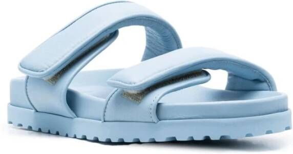 Gia Borghini Blauwe Leren Platte Sandalen Perni11 Blue Dames