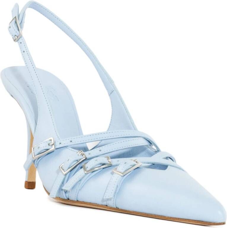 Gia Borghini Blauwe Leren Puntige Sandalen Blue Dames