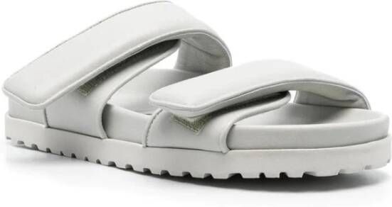 Gia Borghini Grijze Leren Open Teen Sandalen Gray Dames