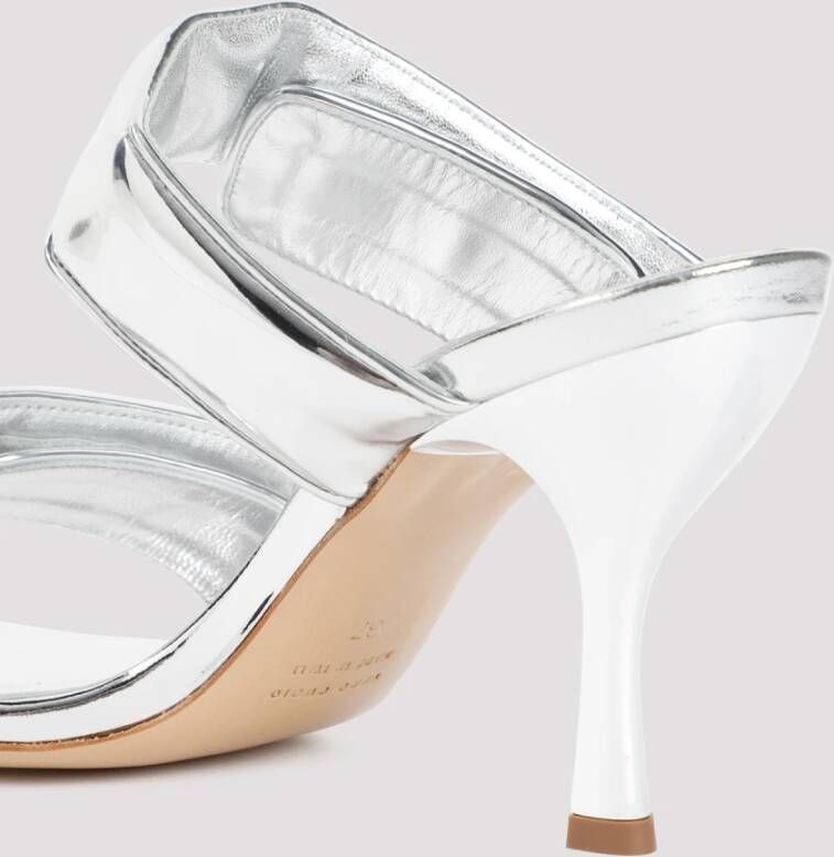 Gia Borghini Metallic Leren Sandalen Aw23 White Dames