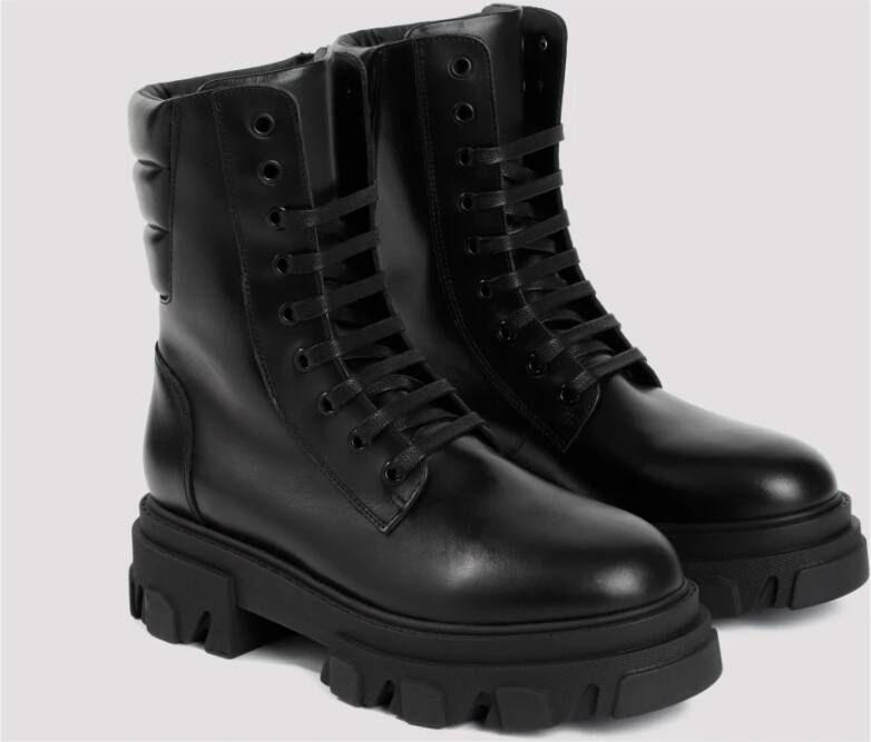 Gia Borghini Zwarte Enkellaarzen Militair Geïnspireerd Ontwerp Black Dames